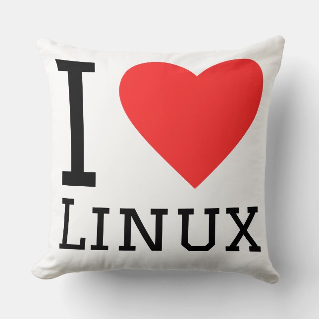 I love linux throw pillow (Front)