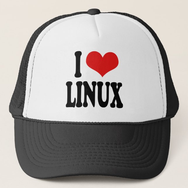 I Love Linux Trucker Hat (Front)
