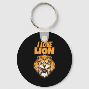 I Love Lion – Animal Lover Design for Wildlife Fan Keychain