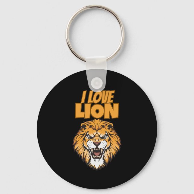 I Love Lion – Animal Lover Design for Wildlife Fan Keychain (Front)