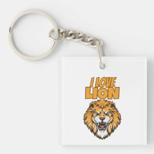 I Love Lion for Animal Lover and Wildlife Fan Keychain