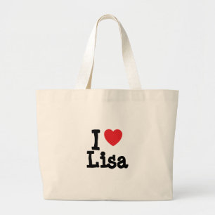 I love Lisa heart T-Shirt Large Tote Bag