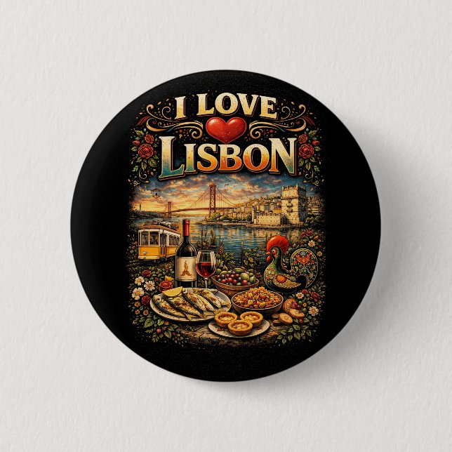 I Love Lisbon 2 Inch Round Button (Front)