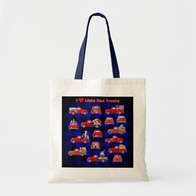 I Love Little Red Trucks Tote Bag (Front)