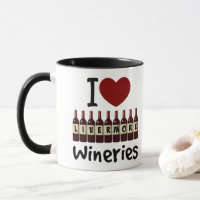 I Love Livermore Wineries Heart and Wine Bottles
