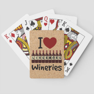 I Love Livermore Wineries Heart and Wine Bottles Playing Cards