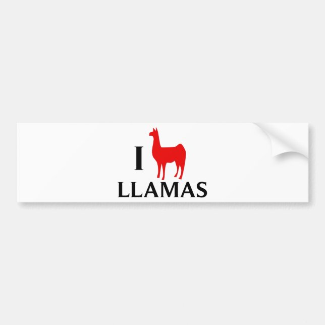 I Love Llamas Bumper Sticker (Front)