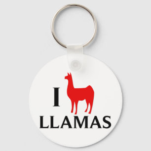 I Love Llamas Keychain