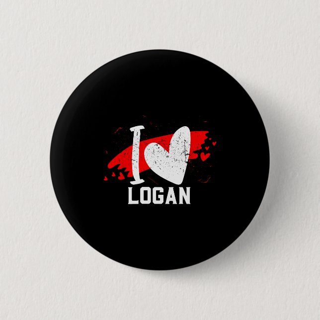 I Love Logan I Heart Logan  2 Inch Round Button (Front)