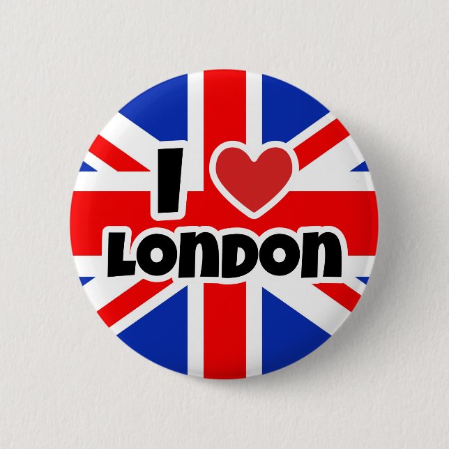 I Love London 2 Inch Round Button (Front)
