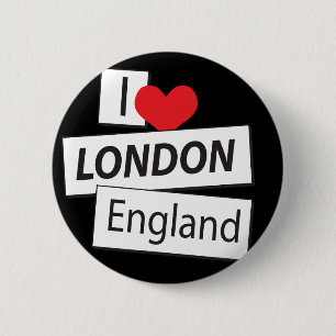 I Love London England 2 Inch Round Button