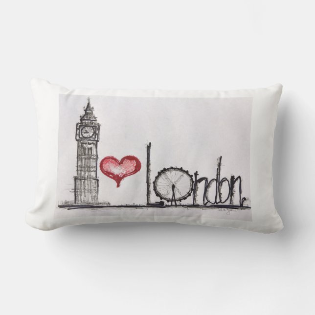 I love London Lumbar Pillow (Front)