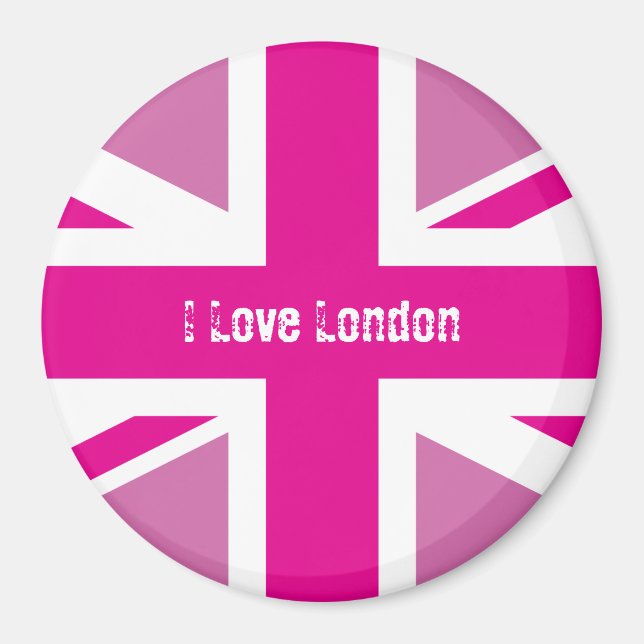 I Love London Pink Union Jack Magnet (Front)