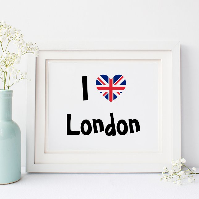 I Love London Poster (I Love London with Union Jack Heart Shape)