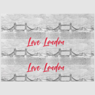 I Love London Red Text Tower Bridge Decoupage Tissue Paper