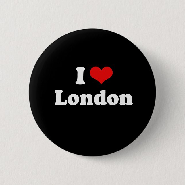 I Love London Tshirt White Tshirt 2 Inch Round Button (Front)