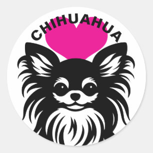 I Love Long-Haired Chihuahuas Cute Puppy Classic Round Sticker