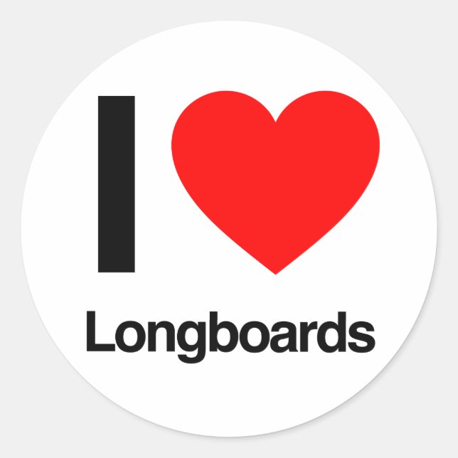 i love longboards classic round sticker (Front)