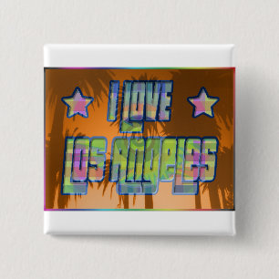 I LOVE Los Angeles Beautiful Orange Sunset Button