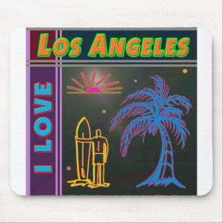 "I LOVE Los Angeles" Sun Palm Tree&Surfer Mousepad