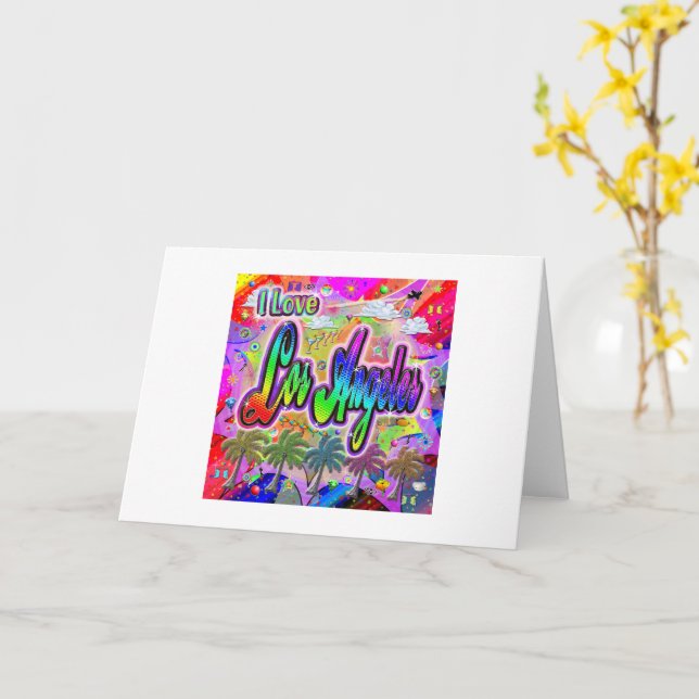 I LOVE Los Angeles Vista Express Greeting Card (Yellow Flower)