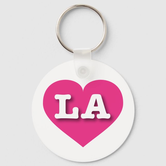 I love Louisiana - I love LA- LA hot pink heart Keychain (Front)