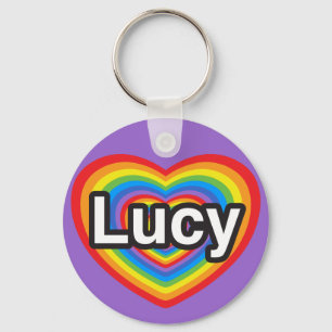 I love Lucy. I love you Lucy. Heart Keychain