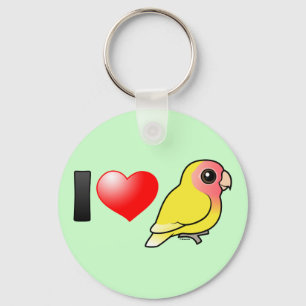 I Love Lutino Peach-faced Lovebirds Keychain