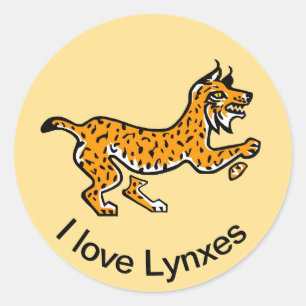I love LYNXES - Endangered animal - Yellow Classic Round Sticker