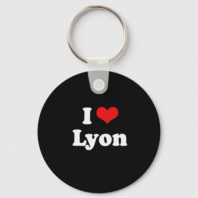 I Love Lyon Tshirt White Tshirt Keychain (Front)