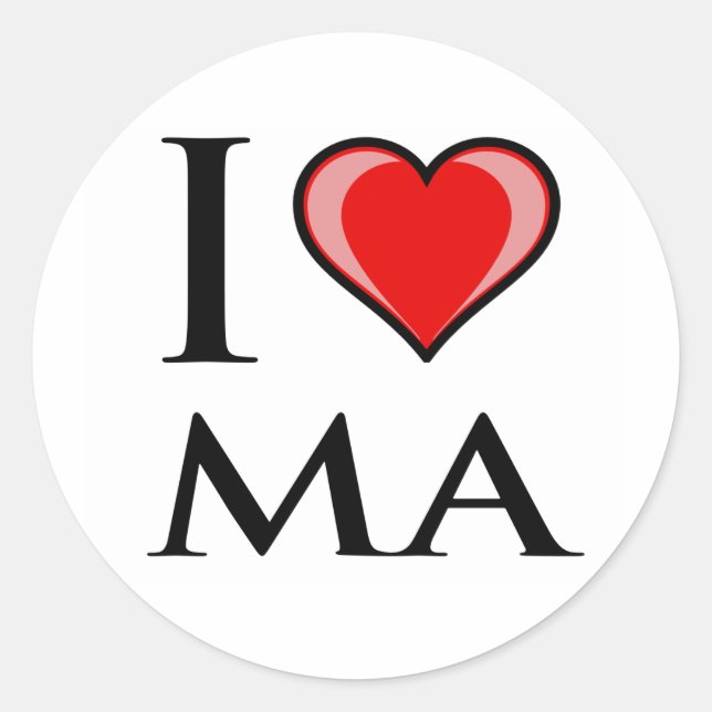 I Love MA - Massachusetts Classic Round Sticker (Front)