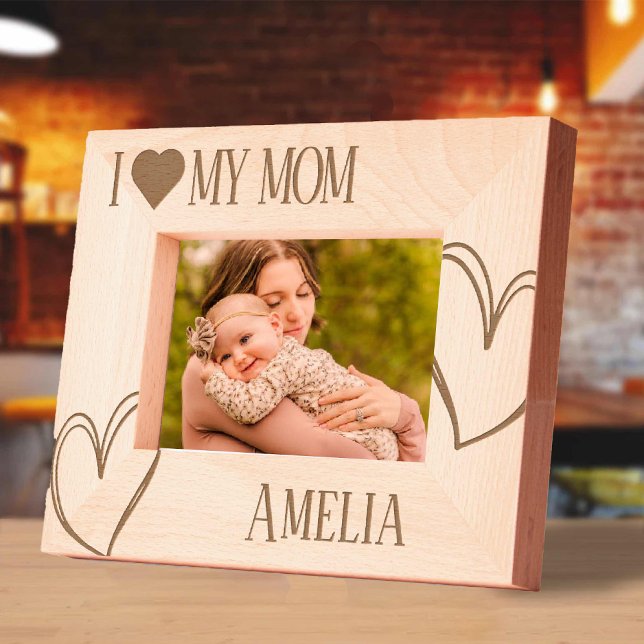 I Love ma mère cadre photo de jour (I Love my mom mothers day picture frame Engraved Frames)
