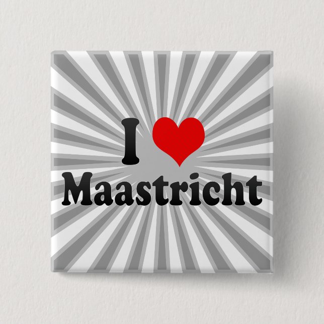 I Love Maastricht, Netherlands 2 Inch Square Button (Front)