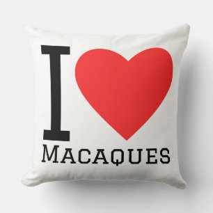 I love macaques throw pillow