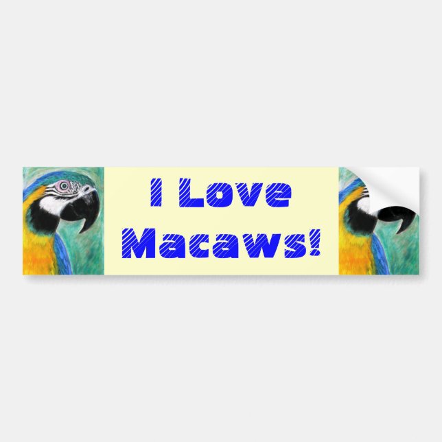 I Love Macaws! Bumper Sticker (Front)