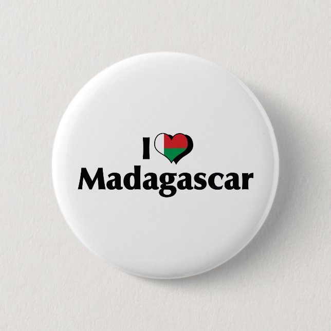 I Love Madagascar Flag 2 Inch Round Button (Front)