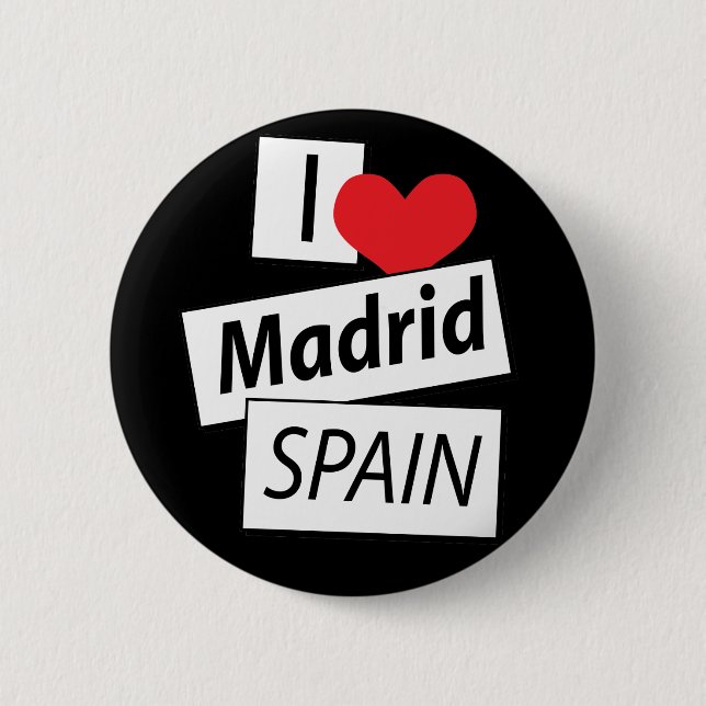 I Love Madrid Spain 2 Inch Round Button (Front)
