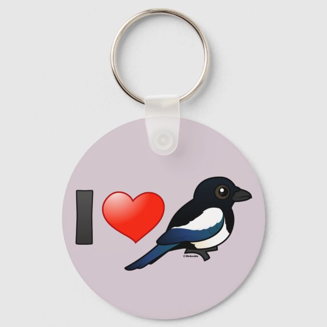 I Love Magpies Keychain (Front)