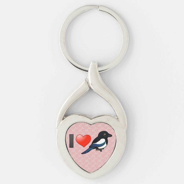 I Love Magpies Keychain (Front)