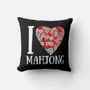 I love mahjong   Funny mahjong Throw Pillow