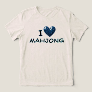 I Love Mahjong Heart Custom Elegant Mahjong Tri-Blend Shirt