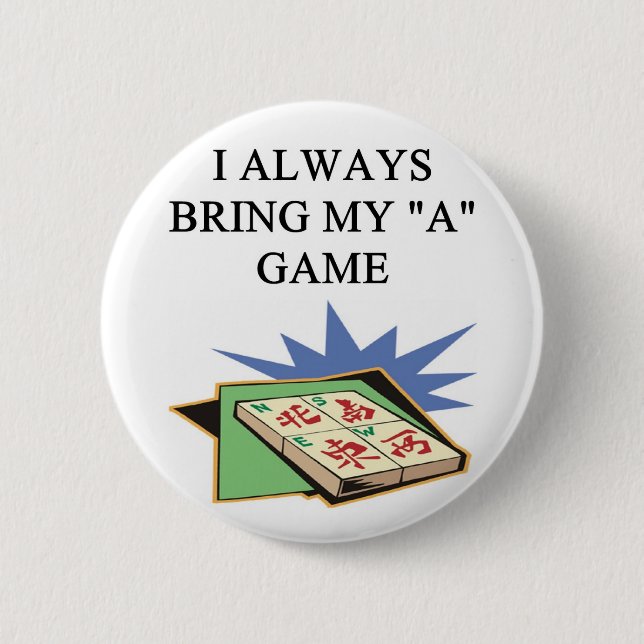 i love mahjong player 2 inch round button (Front)