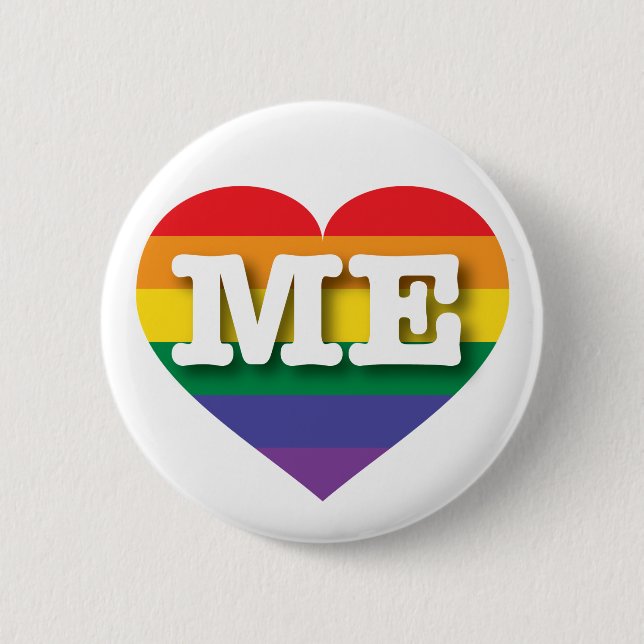 I Love Maine Rainbow Heart 2 Inch Round Button (Front)