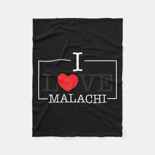 I Love Malachi Heart Family Name Malachi Groovy  Fleece Blanket (Front)
