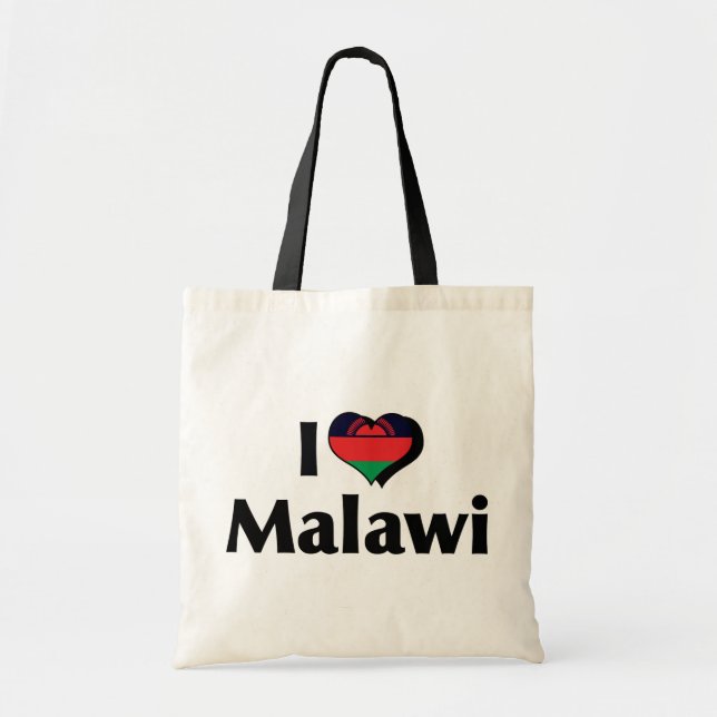 I Love Malawi Flag Tote Bag (Front)