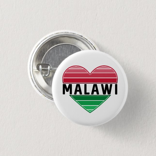 I Love Malawi, Malawian Heart 1 Inch Round Button (Front & Back)