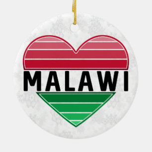 I Love Malawi, Malawian Heart Ceramic Ornament