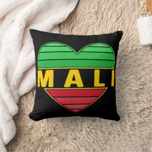 I Love Mali, Malian Heart Throw Pillow