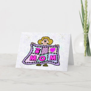 I Love Maman Quilt Carte de voeux