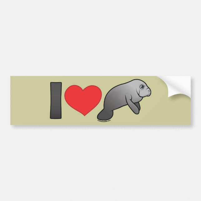 I Love Manatees Bumper Sticker (Front)